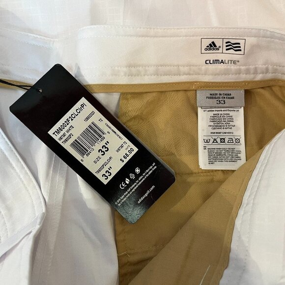 Adidas Men's White Check Long Climalite Golf Shorts - Size 33 - NWT - Picture 5 of 5
